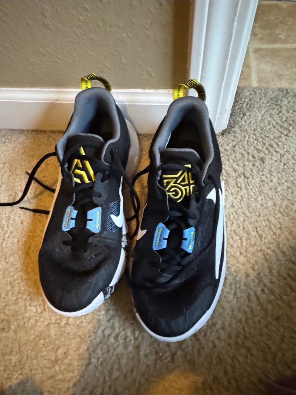 Nike Kids' Black and White Giannis Antetokounmpo basketball shoes